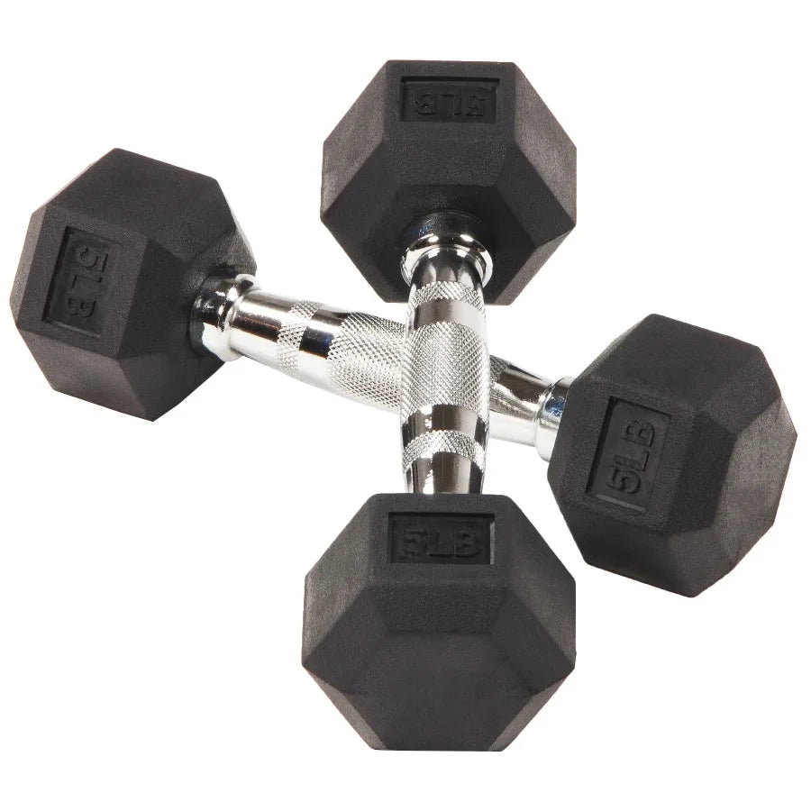5lb Rubber Encased Hex Dumbbell Pair