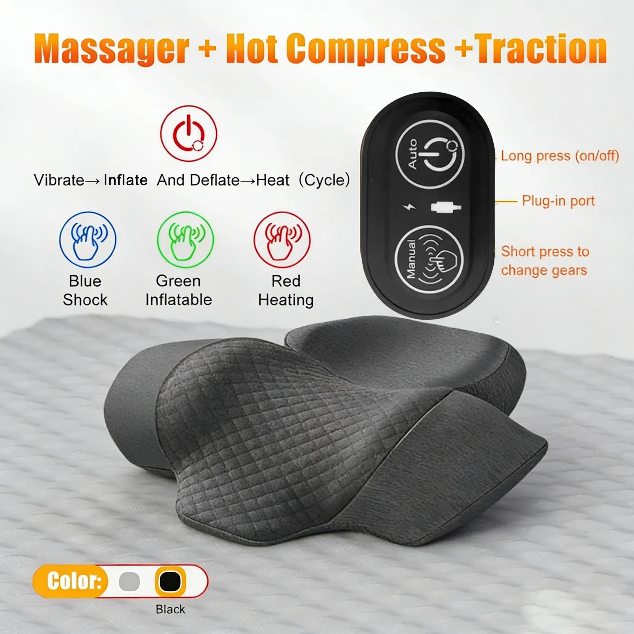 Heated Electric Neck Massager Pillow