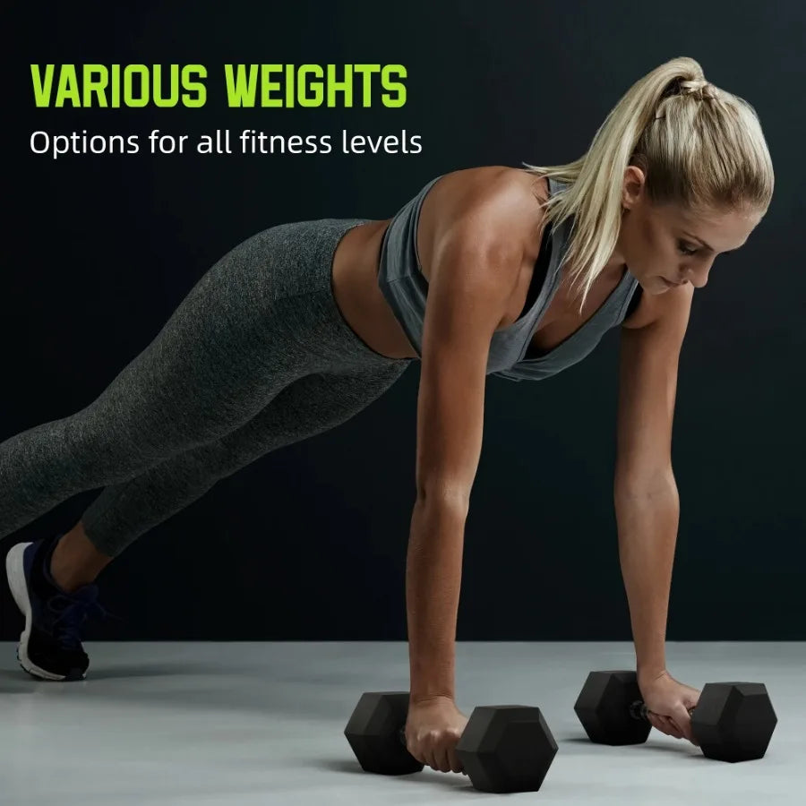 5lb Rubber Encased Hex Dumbbell Pair