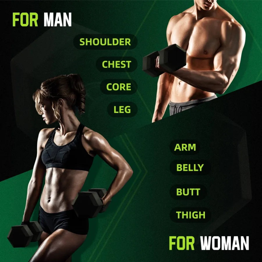 5lb Rubber Encased Hex Dumbbell Pair