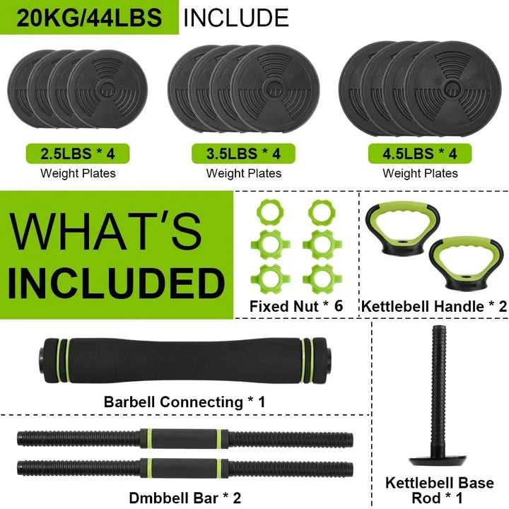4 in 1 Adjustable Dumbbells 44/66/88Lbs Free Weight Set with Connector