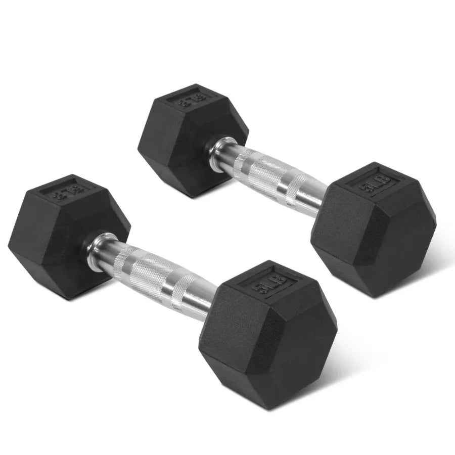 5lb Rubber Encased Hex Dumbbell Pair