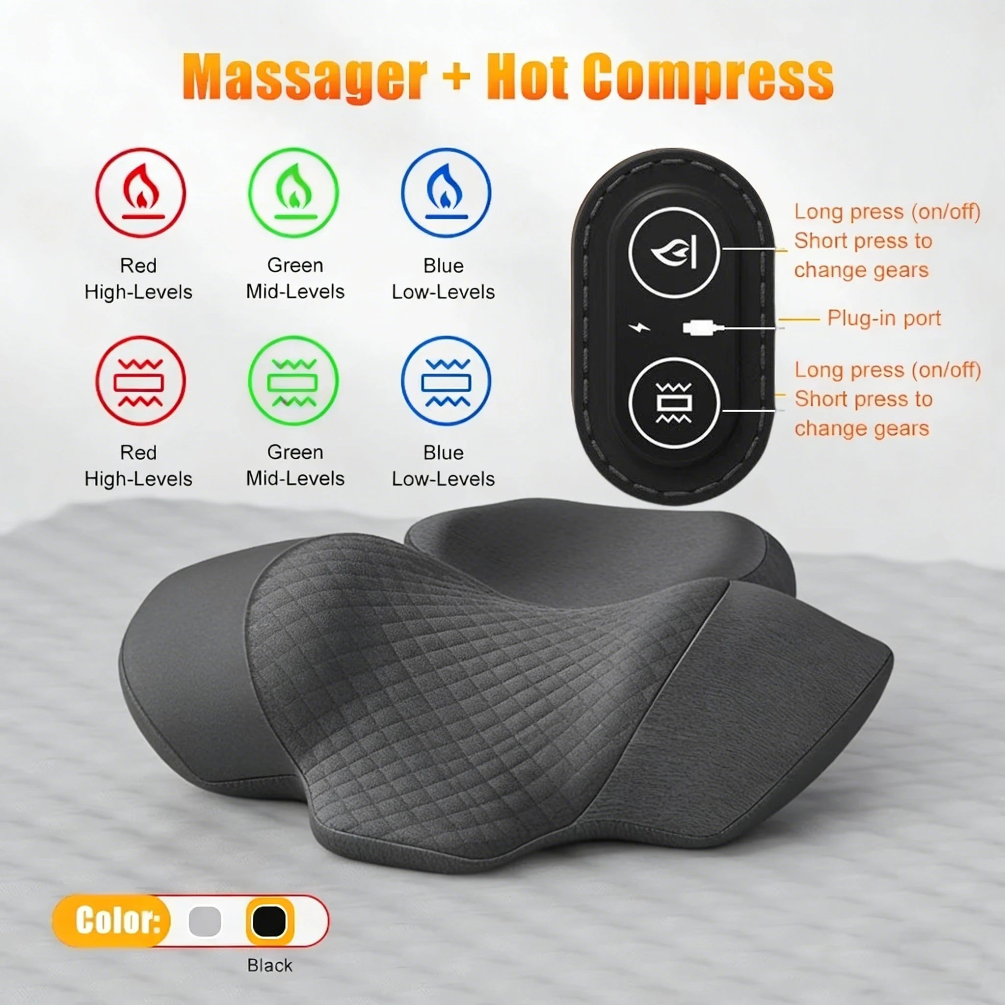 Heated Electric Neck Massager Pillow